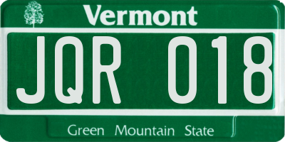 VT license plate JQR018
