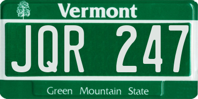 VT license plate JQR247
