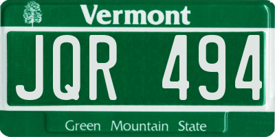 VT license plate JQR494