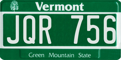 VT license plate JQR756