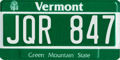 VT license plate JQR847