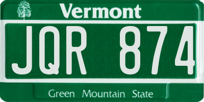VT license plate JQR874