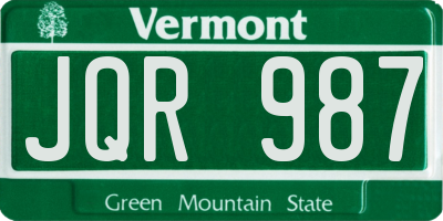 VT license plate JQR987