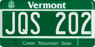 VT license plate JQS202