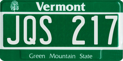 VT license plate JQS217