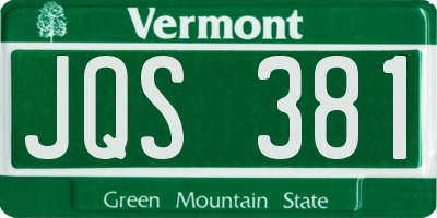VT license plate JQS381