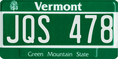 VT license plate JQS478