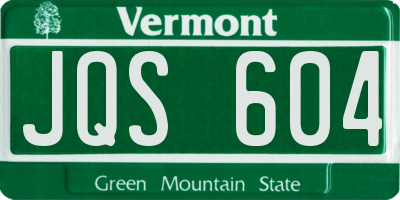 VT license plate JQS604