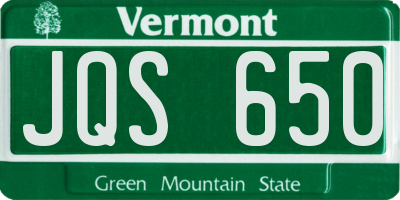 VT license plate JQS650