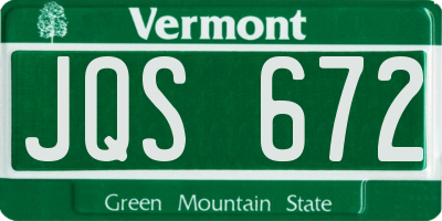 VT license plate JQS672