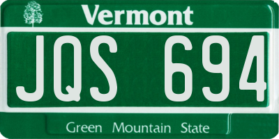 VT license plate JQS694