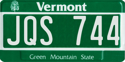 VT license plate JQS744