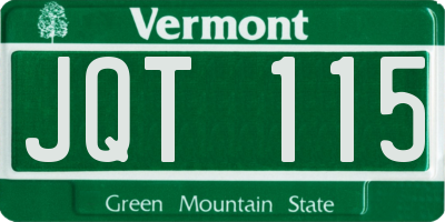 VT license plate JQT115