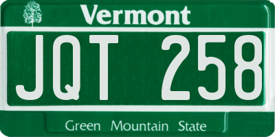 VT license plate JQT258