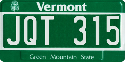 VT license plate JQT315