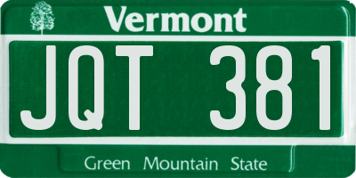 VT license plate JQT381