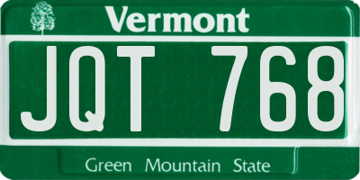 VT license plate JQT768