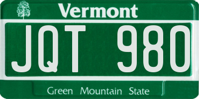 VT license plate JQT980