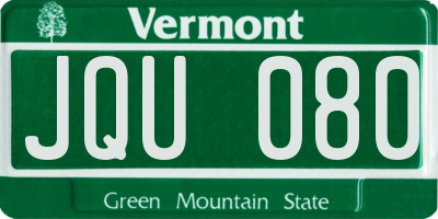 VT license plate JQU080