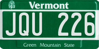 VT license plate JQU226