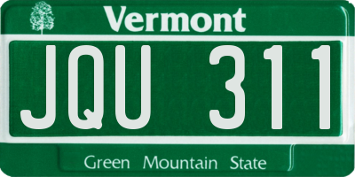 VT license plate JQU311