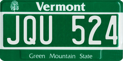VT license plate JQU524