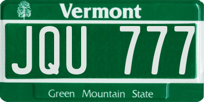 VT license plate JQU777