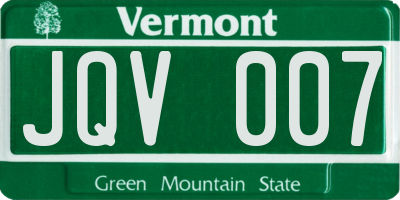 VT license plate JQV007