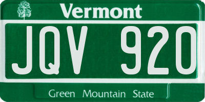 VT license plate JQV920