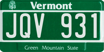 VT license plate JQV931