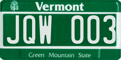 VT license plate JQW003