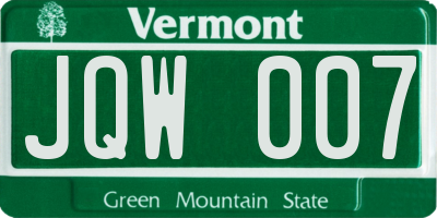 VT license plate JQW007