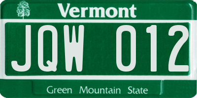 VT license plate JQW012