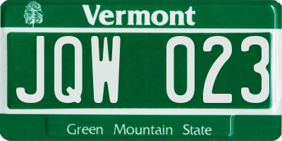 VT license plate JQW023