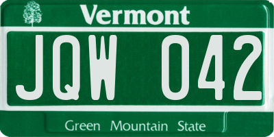 VT license plate JQW042