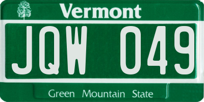 VT license plate JQW049