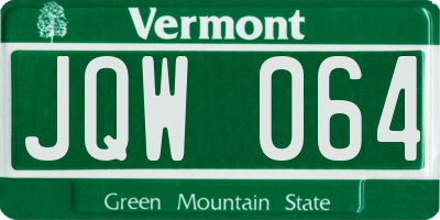 VT license plate JQW064