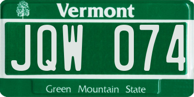 VT license plate JQW074