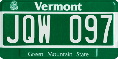 VT license plate JQW097