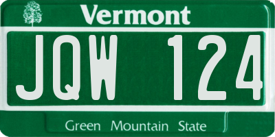 VT license plate JQW124