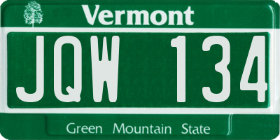 VT license plate JQW134