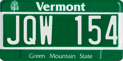 VT license plate JQW154