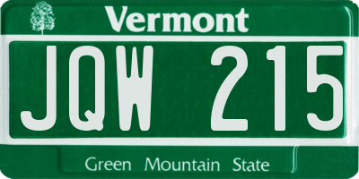 VT license plate JQW215