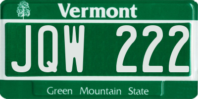 VT license plate JQW222