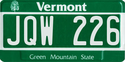 VT license plate JQW226
