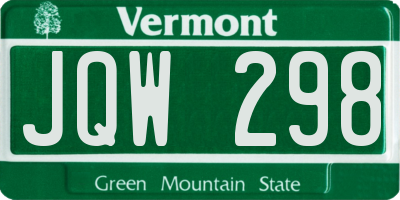 VT license plate JQW298
