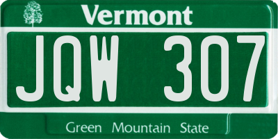 VT license plate JQW307