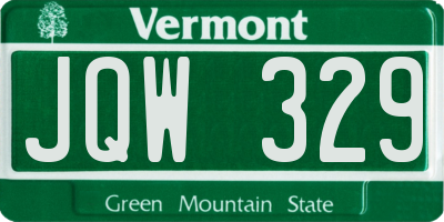 VT license plate JQW329