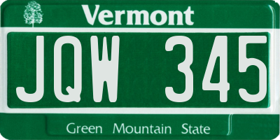 VT license plate JQW345