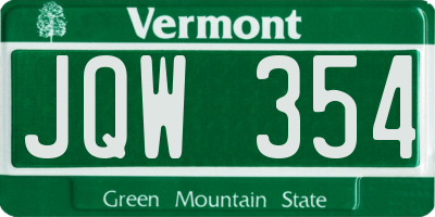 VT license plate JQW354